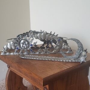Silver Sun and Moon Metal Incense Holder And Candle Holder